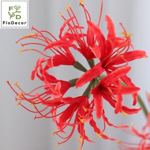 Lys araignée rouge artificiel de haute qualité 67 cm, grappe d'amarillis orange, <span class=keywords><strong>fleur</strong></span> de banane pour mariage, Saint-Valentin, décoration de la maison - Product Image 4