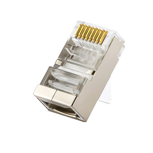 Conector RJ45 blindado Cat6 8p8c de bronce fosforado, colgante, en línea, para Ethernet - Product Image 1
