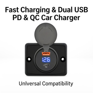 Cargador USB C sin Perforación, PD 30W, Montaje Superficial, Doble Puerto, 12V-24V, para <span class=keywords><strong>Uber</strong></span>, Lyft, Taxi, Rideshare, Auto, Camioneta, Carga Rápida, OEM - Product Image 1