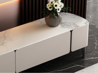 Ensemble de meubles TV en bois de style minimaliste moderne pour salon, rangement écologique, comptoir en ardoise brillant, corps de meuble laqué