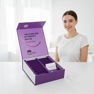 Boîte d'emballage personnalisée en carton rigide pour aligneurs dentaires à 24 étapes, boîte en papier pour gouttières dentaires, boîte magnétique avec pochette - Product Image 1
