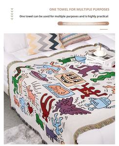 ผ้าห่มแคมป์ปิ้งลายกราฟฟิตี้เรียบง่าย สไตล์เทศกาล  ผ้าโพลีเอสเตอร์ 100% แบบควิลท์ พิมพ์ลายตามสั่ง  ที่คนดังในโลกออนไลน์ชื่นชอบ - Product Image 1