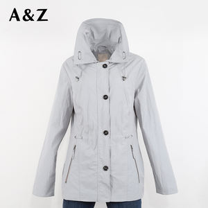 Женское длинное серое пальто с большими 4 отверстиями на пуговицах Женская куртка со стильной передней планкой - Product Image 1