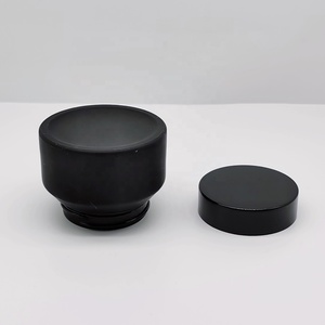 Emballage de pot de crème cosmétique de haute qualité pot de crème en verre à épaule oblique noire givrée de 50g avec série de couvercle <span class=keywords><strong>noir</strong></span>/<span class=keywords><strong>bambou</strong></span>/bois - Product Image 2