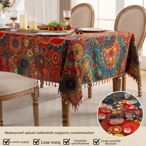 New Ready Handmade Geometric Bohemian Style Waterproof Tablecloth Colorful Tassel Printing Dustproof Home Coffee <strong>Table</strong> <strong>Cloth</strong> - Product Image 3