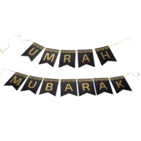 Vaisselle Jetable Dorée Moubarak pour Ramadan Aïd, Assiettes, Gobelets et Serviettes Noires Moubarak Umrah