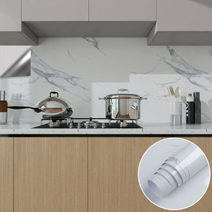 Papier peint vinyle auto-adhésif imperméable à l'eau pour <span class=keywords><strong>cuisine</strong></span> moderne, motif géométrique en marbre blanc, rouleau auto-adhésif - Product Image 1