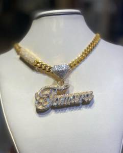 Cadena Cubana Miami Personalizada con Colgante de Letra con Nombre en Moissanita VVS, Oro Sólido Real de 9K, Joyería Hip Hop con Incrustaciones de Diamantes - Product Image 2