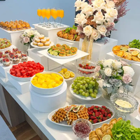 Vente en gros de coffrets en acrylique à 5 faces Buffet blanc Socle de fête de mariage Présentoir à aliments en acrylique Risers pour événements