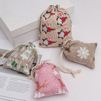 Meilleures ventes : Sacs rectangulaires en polyester à cordon, imprimé Noël, style européen, ornements 10*14cm et 13*18cm, vente en gros pour cadeaux d'enfants