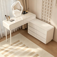 Ensemble de coiffeuse en bois massif moderne de luxe nordique miroir à lumière LED avec tiroirs de rangement pour meubles de chambre à coucher appartement maison
