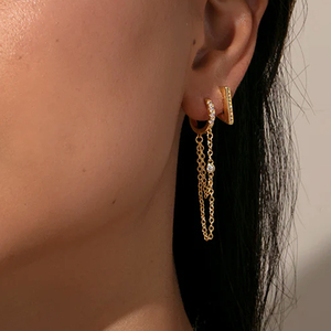 Aros Geométricos Triangulares de Plata S925 con Pavé de Oro de 18K, Modelo CANNER 2023, Versátiles y a la Moda para Mujer - Product Image 4