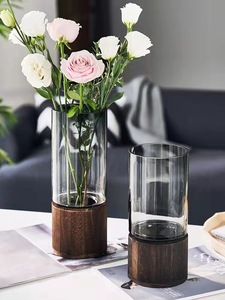 Jarrón de <span class=keywords><strong>cristal</strong></span> gris creativo simple <span class=keywords><strong>para</strong></span> sala de estar arreglo de flores de color primario elegante y elegante - Product Image 3