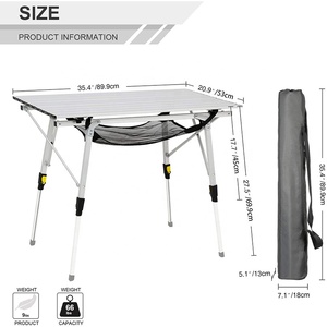 Set di Tavoli da Picnic e da Pranzo Hangrui con <span class=keywords><strong>Gambe</strong></span> <span class=keywords><strong>Pieghevoli</strong></span> in Alluminio Ultraleggero Regolabili in Altezza - Product Image 2