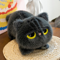 Peluche chat noir couché mignon CPC CE en gros, coussin long pour dormir, jouet en peluche pour cadeaux d'anniversaire