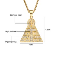 Collar con Colgante Pirámide Ankh de Acero Inoxidable Dorado, Cruz Egipcia CZ, Cadena de Caja, Joyería para Hombre y Mujer, Venta al por Mayor, OEM Personalizado