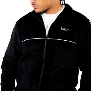 Custom Manufacturer Winter Reflective Stripe Velvet Jacket and Pants Two Pieces High Quality Velvet Tracksuit <b>Jogging</b> <b>Suits</b> Men - Product Image 2