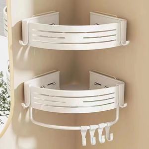 욕실을위한 현대 알루미늄 두꺼운 삼각형 랙 펀칭없는 플라스틱 걸이 스토리지 랙 쉬운 코너 아파트 - Product Image 5