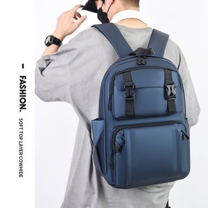 Men's <b>Backpack</b> <b>Large</b> Capacity Waterproof Laptop Bag For School And Travel Unisex Solid Color With Interior Zipper Pocket - Product Image 2
