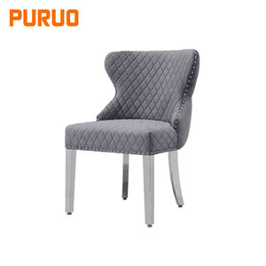 Ensemble <span class=keywords><strong>de</strong></span> <span class=keywords><strong>4</strong></span> <span class=keywords><strong>chaises</strong></span> <span class=keywords><strong>de</strong></span> salle à manger Puruo modernes en bois blanc et similicuir, dossier haut capitonné, pieds dorés, sans accoudoirs, style vintage, meubles pour la maison - Product Image 4