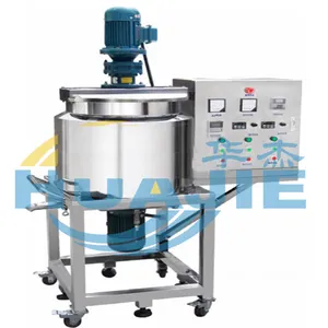 HUAJIE Small Movable Cosmetic Liquid Detergent Homogenizing Tank with Agitator and Heater and Platform