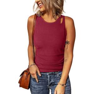 2025 2025 Summer <b>Womens</b> Slim Fitted XS Tank Tops Basic Crewneck Ribbed Knit Knit Casual Tees <b>Shirts</b> 2025 XS Tank Tops - Product Image 3