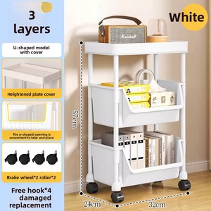 ชั้นวางของแบบรถเข็นพลาสติกสามชั้น ตั้งพื้น ทันสมัย ใช้งานได้หลากหลาย สำหรับห้องนั่งเล่น ไม่สามารถพับเก็บได้ - Product Image 6