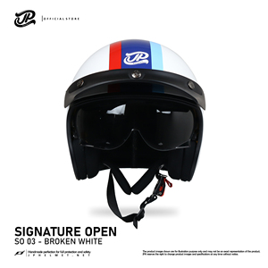 Casco Clásico Retro de Media Cara JP Signature Open Motif SO 03 en Blanco Roto combina estilo vintage con seguridad moderna - Product Image 3