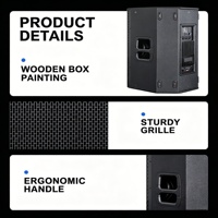 Haut-parleur actif professionnel en bois noir de 15 pouces, équipement audio, matériau en bois, puissance maximale de 1000 W, diverses occasions
