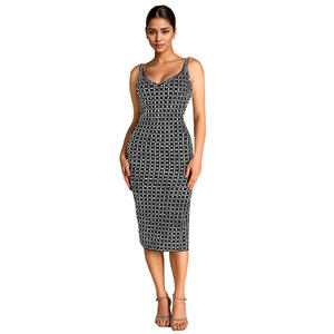 Abito Midi da donna alla moda con Logo personalizzato abito Sexy senza maniche nero nudo senza schienale estivo transfrontaliero - Product Image 5