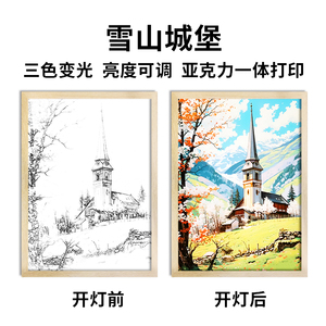 USB Rechargeable <b>Acrylic</b> LED Glowing Photo Frame Rectangle-Shaped Animal View Wall Art with Living Room Lighting Painting - Product Image 5