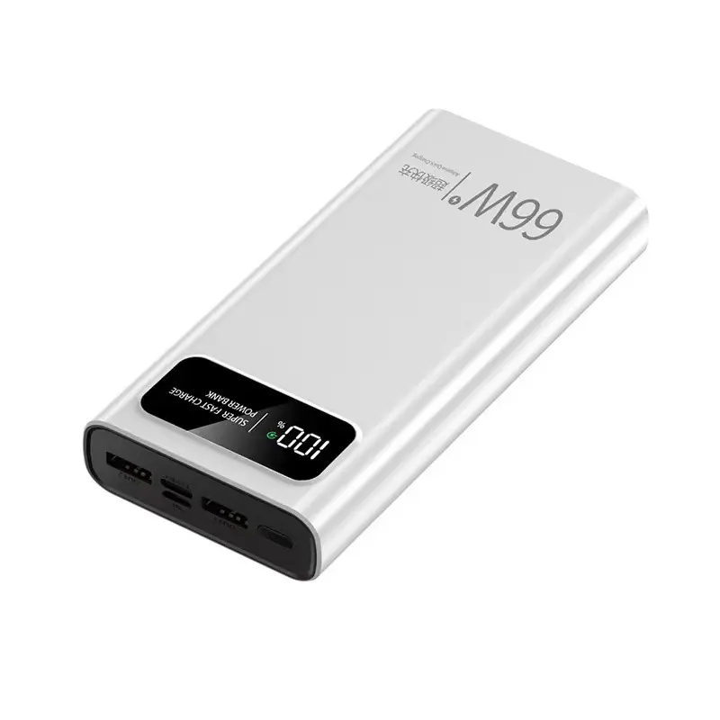 Bank daya luar ruangan super cepat 66W, kapasitas besar 20w PD pengisian cepat dua arah, pengisi daya 20000mah 2 USB-A output