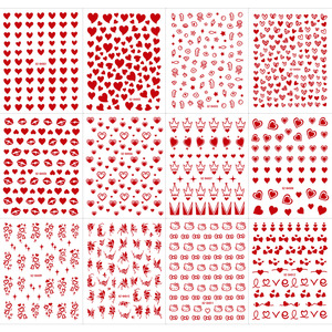 Pegatinas para <span class=keywords><strong>Uñas</strong></span> del Día <span class=keywords><strong>de</strong></span> San Valentín, 12 Estilos, Corazón Rojo, Tendencia INS, Graffiti, Adhesivos Decorativos para <span class=keywords><strong>Uñas</strong></span> - Product Image 4