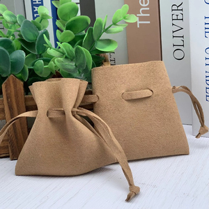 Fashion <b>Drawstring</b> Suede Microfiber Jewelry Dust Pouch Bag with Customized Shape and 8*8cm Size for Earrings Necklace <b>Bracelet</b> - Product Image 4