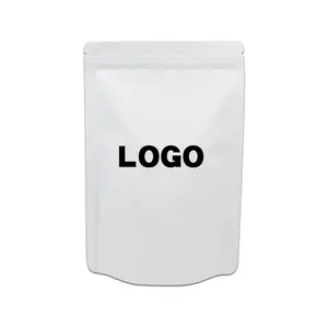 卸売食品グレード再封可能アルミホイルビニール袋ホワイトティア簡単に食品スナック包装スタンドアップバッグジッパー付き