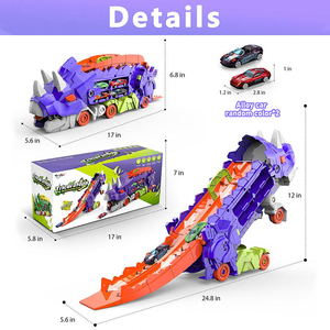 Giocattoli per Bambini Pista da Corsa con Auto Slot <span class=keywords><strong>Camion</strong></span> Trasportatore di Dinosauri Veicoli <span class=keywords><strong>Giocattolo</strong></span> a Frizione Monster Truck con 2 Auto in Metallo - Product Image 6