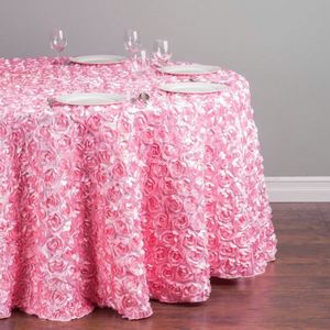 Mantel Redondo de Poliéster Satinado de Alta Gama de 305 cm con Bordado 3D de Rosas para Fiestas y Eventos Promocionales - Product Image 4