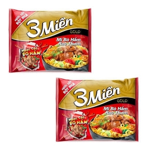 Nouilles instantanées 3Mien saveur bœuf, paquet de 100g, fabrication vietnamienne, série Gold - Product Image 1