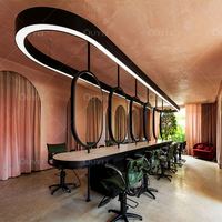 Meubles de salon pliables modernes en acier inoxydable avec miroir et étagère de beauté pour salon de coiffure et barbier
