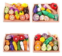 Jouets éducatifs pour enfants, cuisine en bois avec 12 styles de séries de cuisine simulées, fruits et légumes à découper