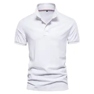 Summer new fashion solid color men's cotton short sleeve European size lapel men's polo shirt shirt