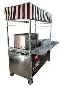 Gerobak Jajanan Lipat Stainless Steel Custom, Showcase Buah, Gerobak Dorong untuk Makanan Cepat Saji, Hot Dog, Snack, BBQ, dan <span class=keywords><strong>Dessert</strong></span> - Product Image 4