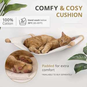 Sistema Interactivo de Enriquecimiento <span class=keywords><strong>para</strong></span> Mascotas: Hamaca Acolchada <span class=keywords><strong>para</strong></span> Gatos con Estructura de Madera Natural y Escalones de Cuerda <span class=keywords><strong>para</strong></span> que los Gatos Activos se Suban, se Escondan y se Siervan la siesta - Product Image 3