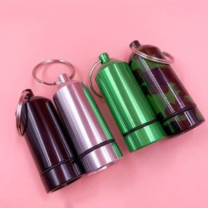 Pastillero de aluminio portátil, llavero botella de medicina tanque almacenamiento al aire libre llavero/ - Product Image 4