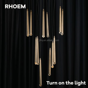 Lustre rond RHOEM RH <span class=keywords><strong>Aquitaine</strong></span> 18''24''30''48'' en laiton massif et verre, LED dimmable, certifié UL, luminaire de plafond - Product Image 4