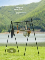 Étagère de rangement triangulaire en alliage d'aluminium de style camping pour ustensiles de cuisine, casseroles, lampes - Stable et installation rapide