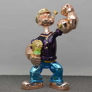 Escultura moderna de <span class=keywords><strong>personaje</strong></span> de película de acero inoxidable, estatua de Arte de Popeye y Oliver con técnica chapada en superficie de espejo, artesanías de Metal - Product Image 5