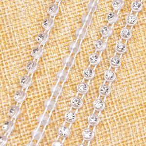 2.5-5mm 단일 행 라인 석 메쉬 화이트 블랙 플라스틱베이스 유리 크리스탈 레이스 트리밍 - Product Image 4