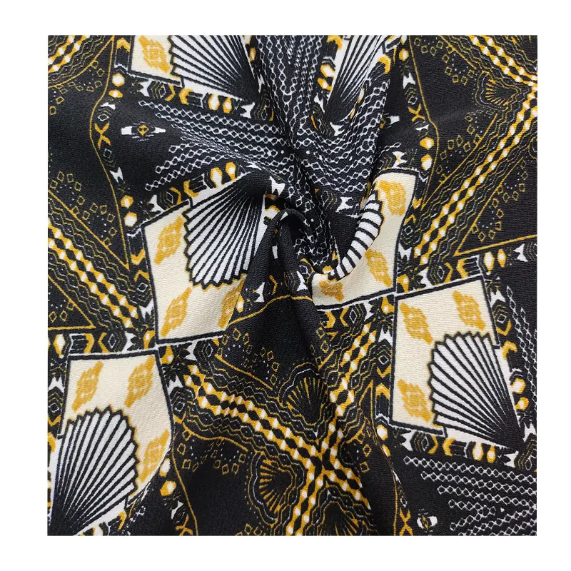 Atacado malha ticking tecido jacquard preto e amarelo tecidos jacquard para roupas femininas