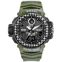 SL-8014-Reloj de pulsera de acero inoxidable para hombre y mujer, nuevo accesorio de pulsera de cuarzo resistente al agua con movimiento digital, complemento masculino de marca de alta calidad con diseño tipo g s en color verde